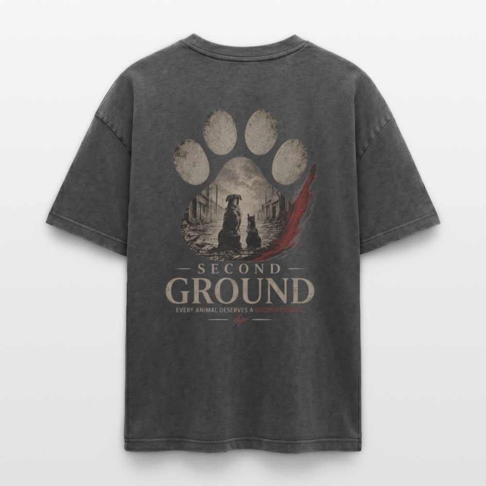 SECOND GROUND – DROP 01/07 | Oversized Acid-Washed Shirt - acid washed black