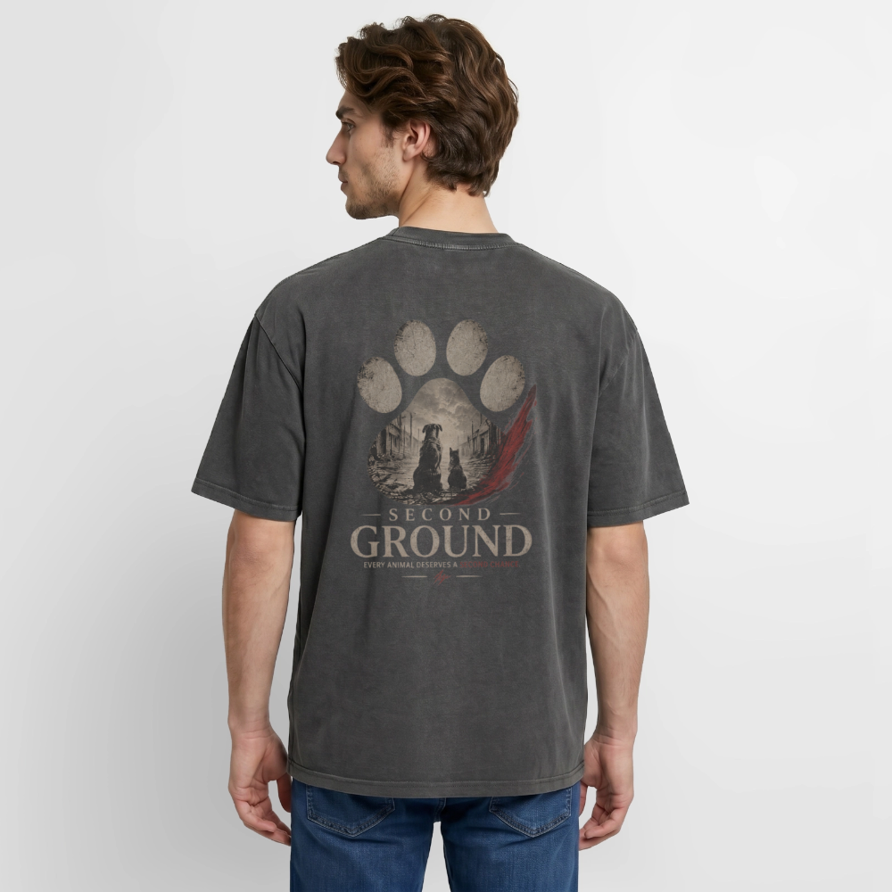 SECOND GROUND – DROP 01/07 | Oversized Acid-Washed Shirt - acid washed black